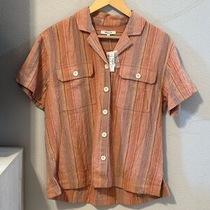 NWT Madewell Striped Camp Shirt in Ground Clay